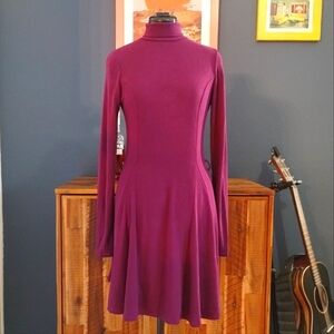 Pretty Purple Knit Skater True Turtleneck Midi Dress, Cozy, Easy, Cute